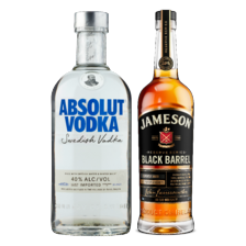 Malibu, Absolut vodka, Havana Club especial of Jameson Irish whiskey